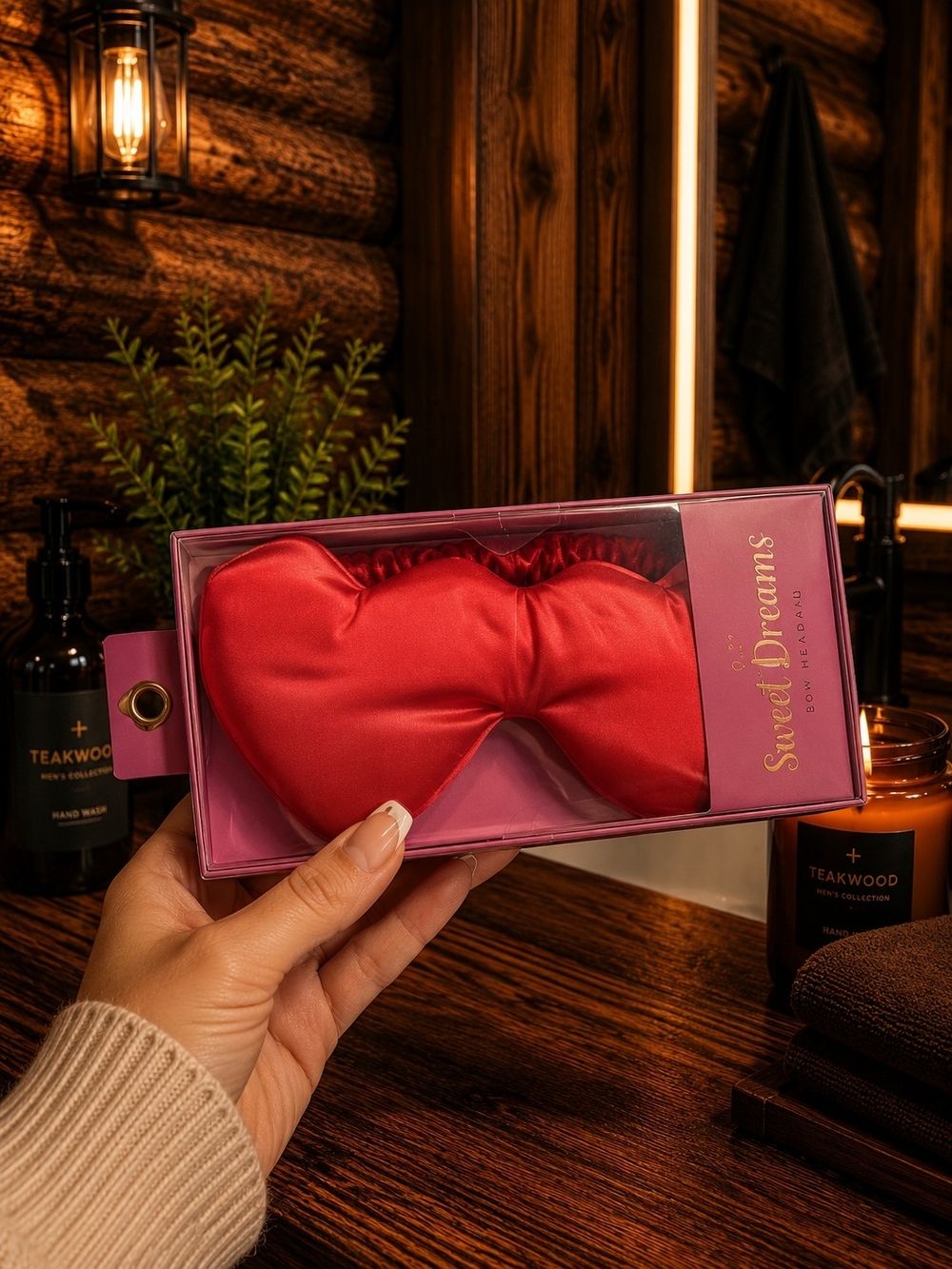 Sweet Dreams Red Satin Sleep Mask in Gift Box